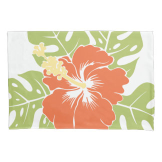 Banzai Beach Hawaiian Hibiscus Reversible Stripe Pillowcase