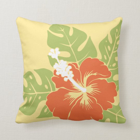 Banzai Beach Hawaiian Hibiscus Square Pillows Zazzle Com