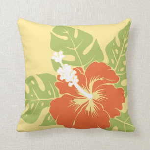 Banzai Beach Hawaiian Hibiscus Square Pillows
