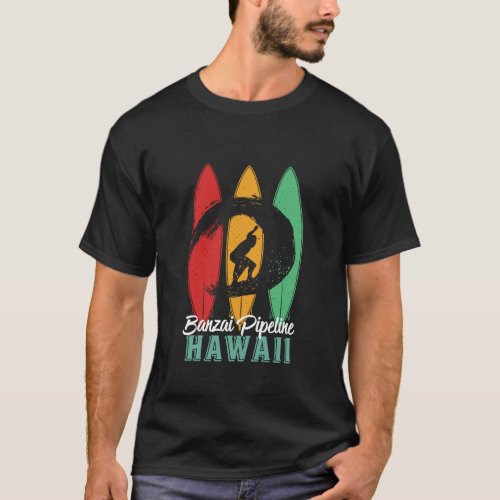 Banzai Pipeline Hawaii Beach Vintage Retro Surfing T_Shirt