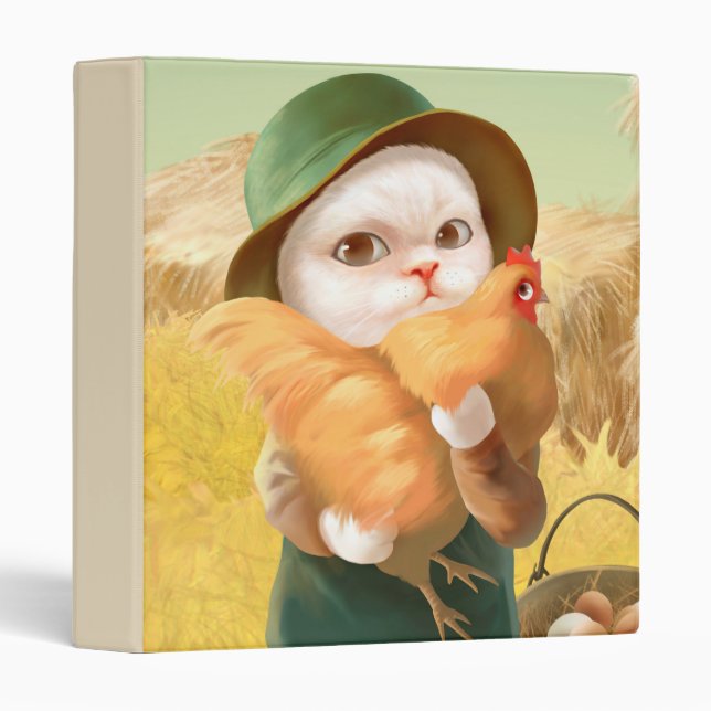 Bao Bao: Cute Farmer Cat & Hen Harvest 3 Ring Binder (Front/Spine)