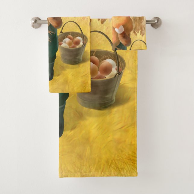 Bao Bao: Cute Farmer Cat & Hen Harvest Bath Towel Set (Insitu)