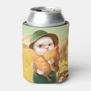 Bao Bao: Cute Farmer Cat & Hen Harvest Can Cooler
