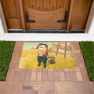 Bao Bao: Cute Farmer Cat & Hen Harvest Doormat