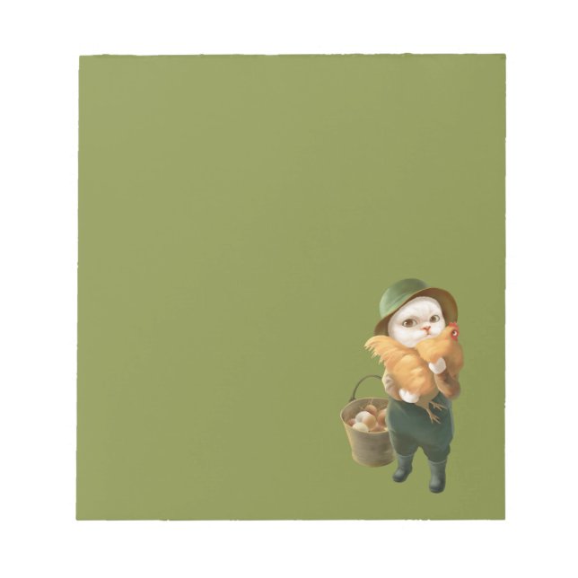 Bao Bao: Cute Farmer Cat & Hen Harvest Notepad (Front)
