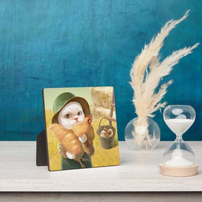 Bao Bao: Cute Farmer Cat & Hen Harvest Plaque (Insitu)