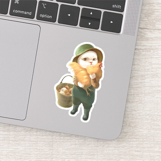 Bao Bao: Cute Farmer Cat & Hen Harvest Sticker (Detail)