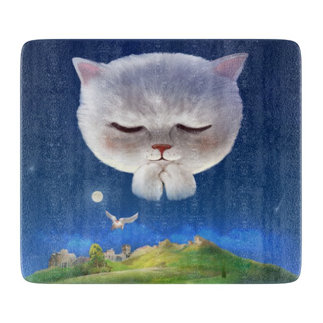 Bao Bao: Floating Among Stars Night Sky Dream Cutting Board (Front)