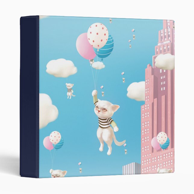 Bao Bao: Skyward Bound Kittens Balloon Fantasy 3 Ring Binder (Front/Spine)