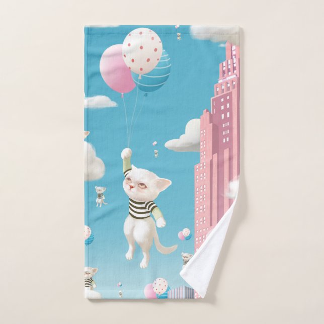 Bao Bao: Skyward Bound Kittens Balloon Fantasy Hand Towel (Hand Towel)