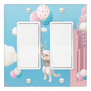 Bao Bao: Skyward Bound Kittens Balloon Fantasy Light Switch Cover