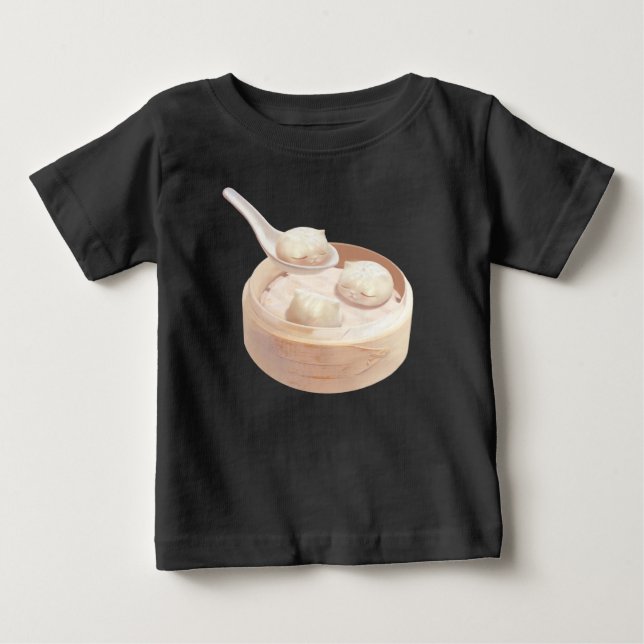 Bao Buddies: Cute Cat Dumplings in Steamer Baby T-Shirt (Front)
