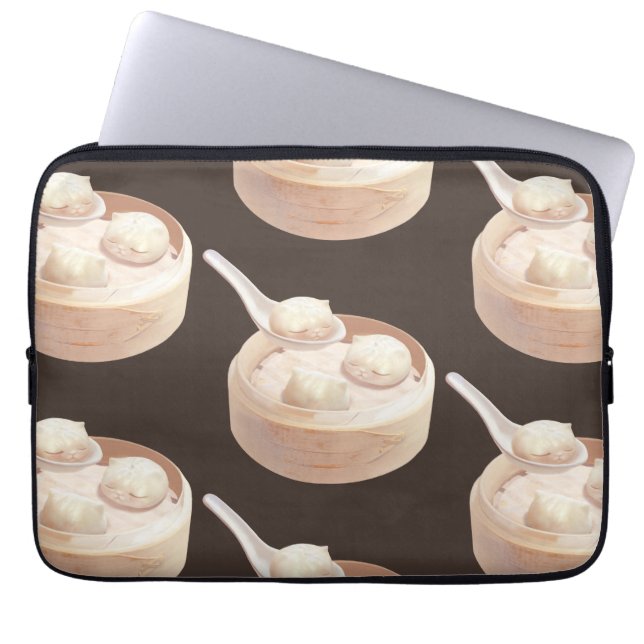 Bao Buddies: Cute Cat Dumplings in Steamer Laptop Sleeve (Front)