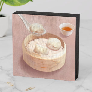 Bao Buddies: Cute Cat Dumplings in Steamer Wooden Box Sign
