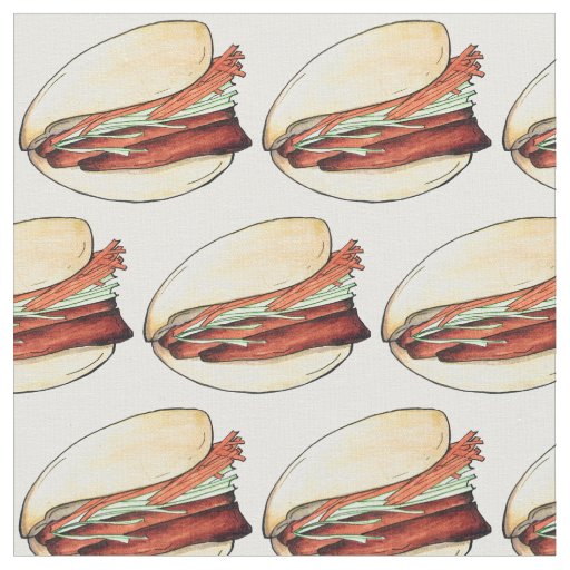 Bao Buns Porkbelly Lotus Bun Chinese Food Print Fabric