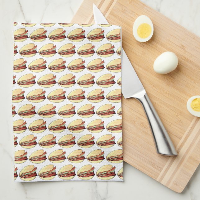 Bao Buns Porkbelly Lotus Bun Chinese Food Print Kitchen Towel (Quarter Fold)