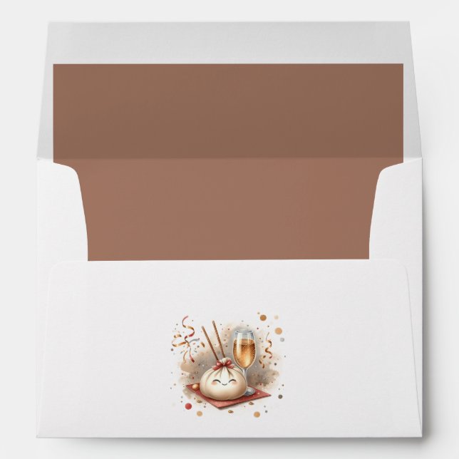 Bao in the Oven Theme Little Dumpling Baby Shower Envelope (Back (Bottom))