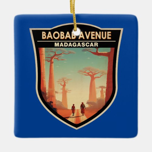 Baobab Avenue Madagascar Travel Badge Ceramic Ornament