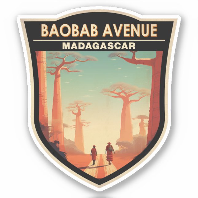 Baobab Avenue Madagascar Travel Badge Sticker (Front)