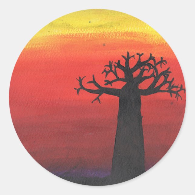 Baobab Silhouette Classic Round Sticker (Front)