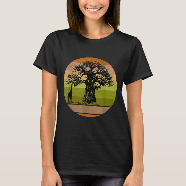 Baobab Tree Giraffe African Giraffe T-Shirt (Front)