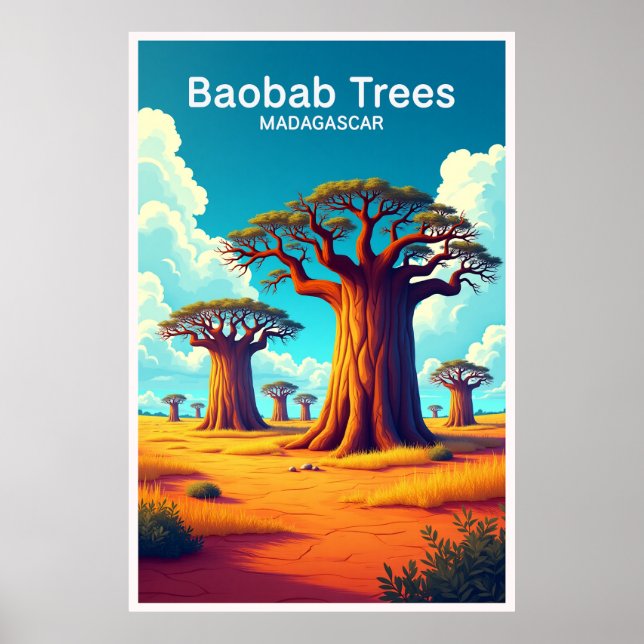 Baobab Trees Madagascar Travel Poster (Front)