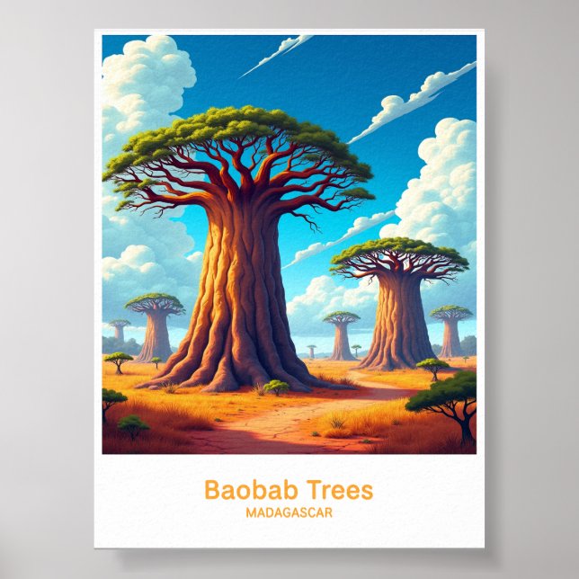 Baobab Trees of Madagascar Landscape Art Poster (Front)