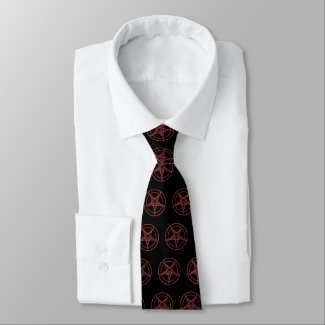 Baphomat Neck Tie (Black/W Red Baphomat)