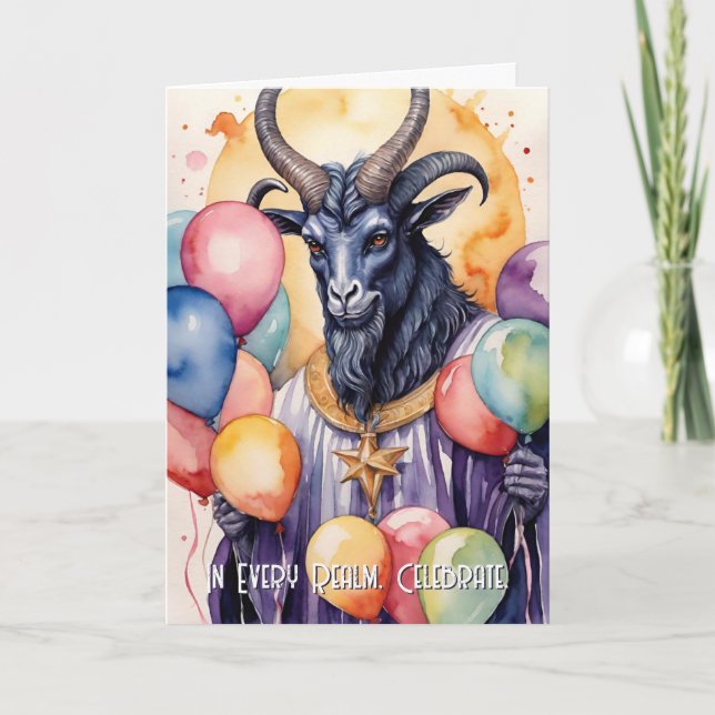 Baphomet Birthday Balloons & Gifts Gothic Card (Front)