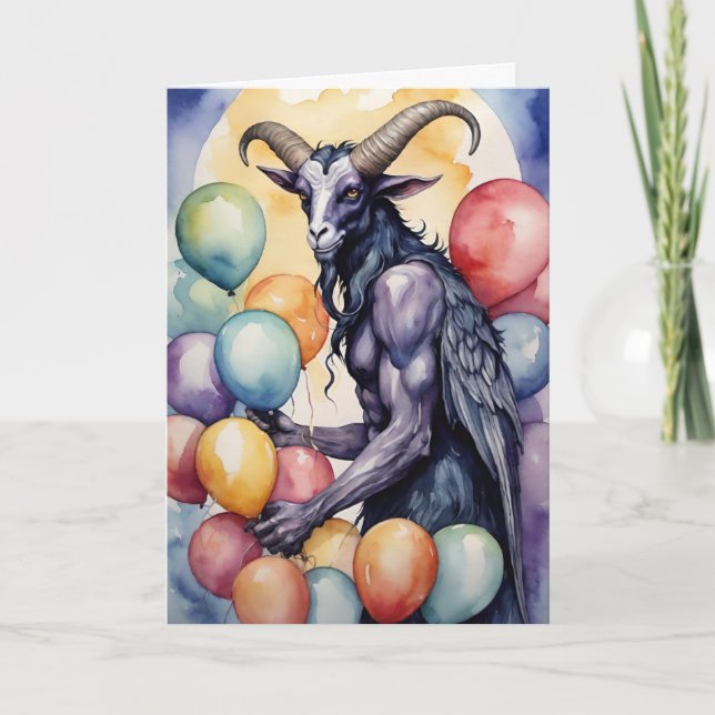 Baphomet Birthday Balloons & Gifts Gothic Card (Front)