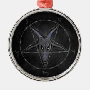 Baphomet Black And Gray Premium Round Ornament