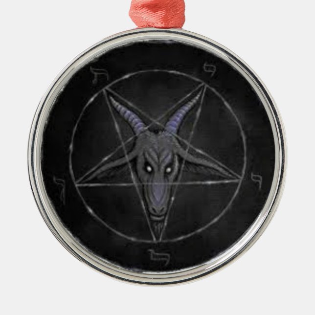 Baphomet Black And Gray Premium Round Ornament (Front)