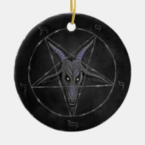 Baphomet Black And Gray  Round Ornament