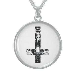 Baphomet Crucifix Sterling Silver Necklace