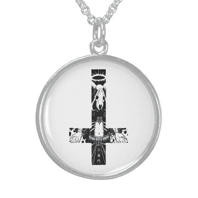Baphomet Crucifix Sterling Silver Necklace (Front)