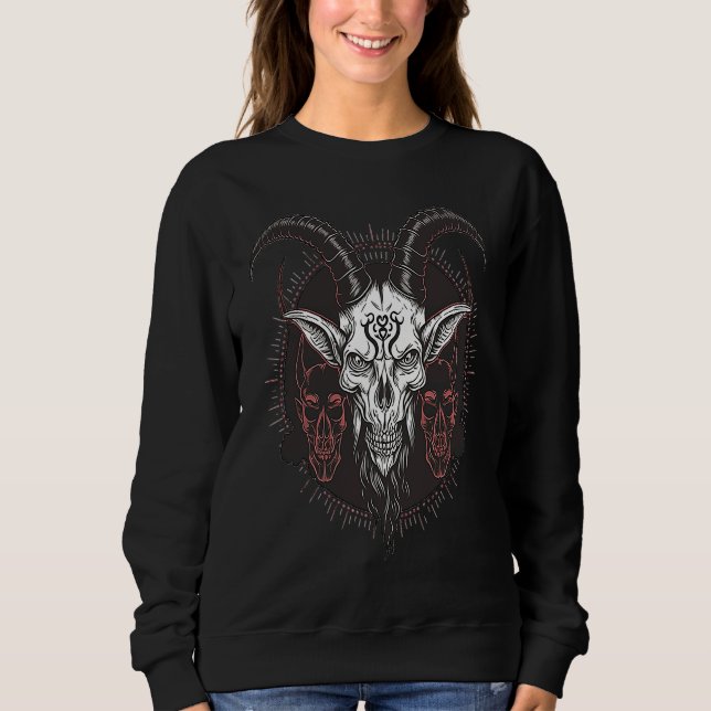 Baphomet Evil  Occult Devil Head Sweatshirt (Front)
