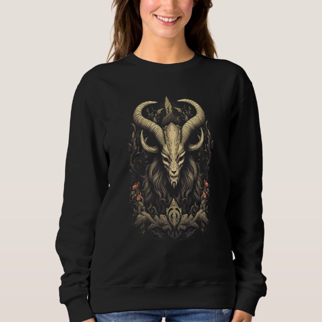 Baphomet Goat Head Satanic Witchcraft Occult Graph Sweatshirt (Front)