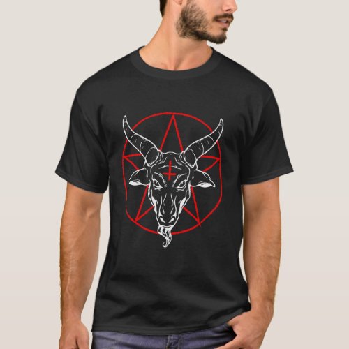 Baphomet Goat Satanic Pentagram T_Shirt