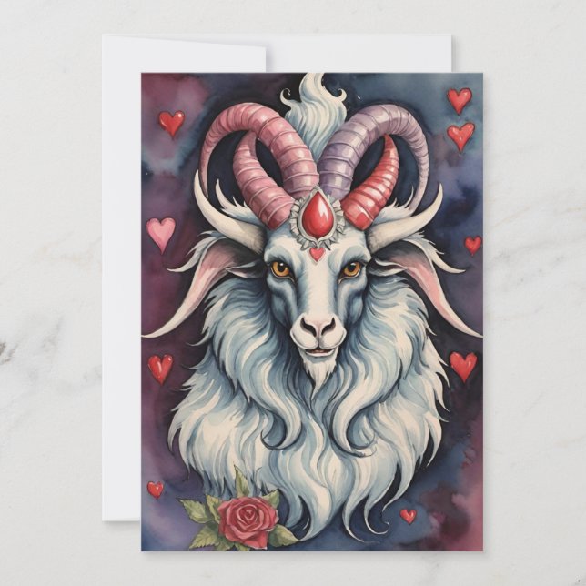 Baphomet Gothic Valentine's Day Every Realm Holiday Card (Front)