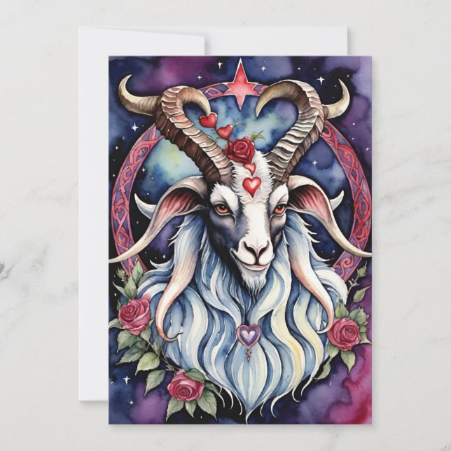 Baphomet Gothic Valentine's Day Every Realm Holiday Card (Front)