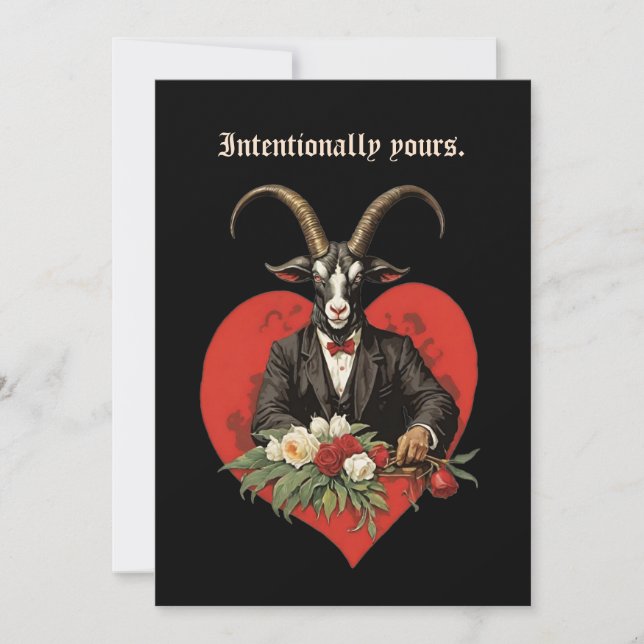 Baphomet Gothic Valentine's Day Intention Holiday Card (Front)