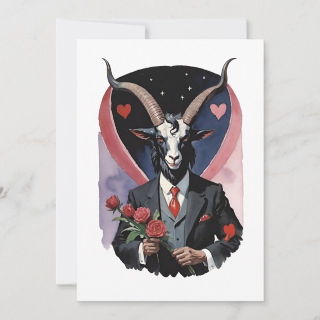 Baphomet Gothic Valentine's Day Love Holiday Card (Front)