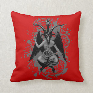 Baphomet: horned god of witches and witchcraft, throw pillow