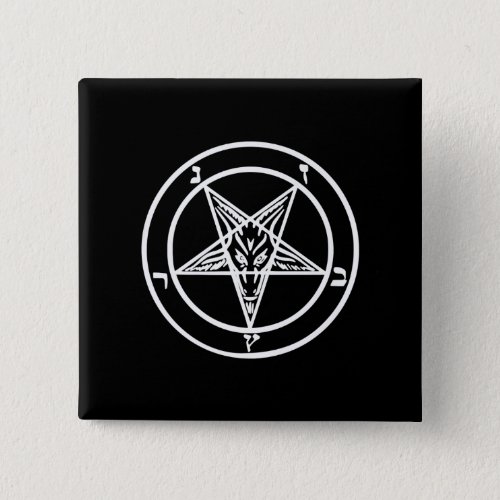 Baphomet Inverted Pentagram Goat Satanic Logo Button