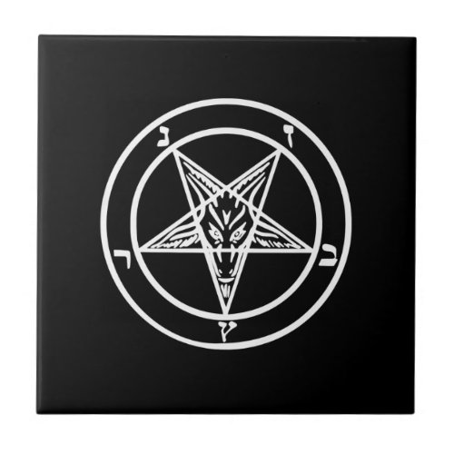 Baphomet Inverted Pentagram Goat Satanic Logo Ceramic Tile