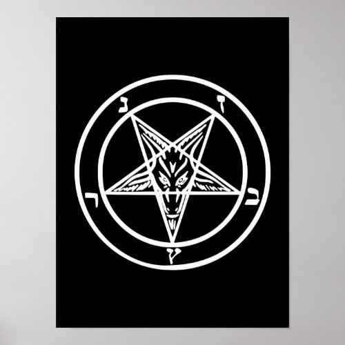 Baphomet Inverted Pentagram Goat Satanic Logo Poster