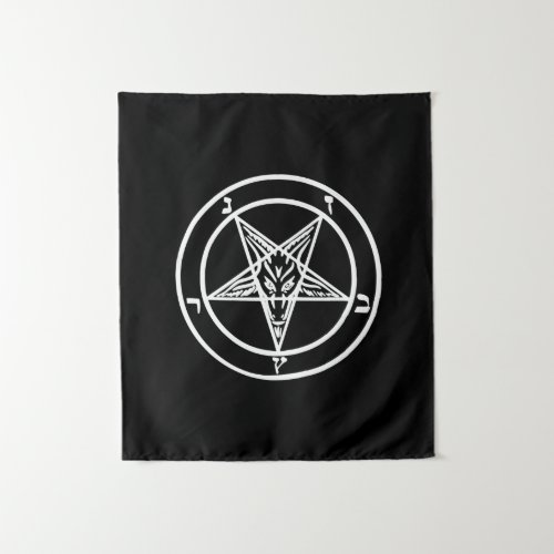 Baphomet Inverted Pentagram Goat Satanic Logo Tapestry