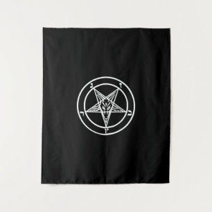 Baphomet Inverted Pentagram Goat Satanic Logo Tapestry