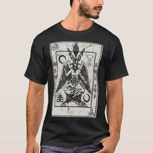 Baphomet Occult Satan Goat Head Devil Tarot Card D T_Shirt