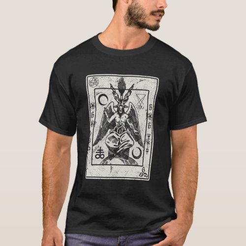 Baphomet Occult Satan Goat Head Devil Tarot Card T_Shirt